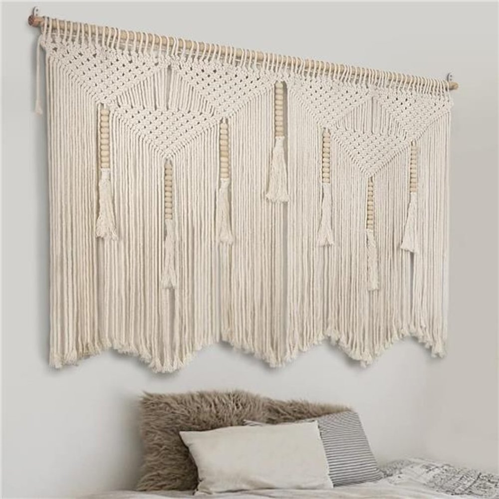 Large Macrame Wall Hanging 43.3" × 39.4" Boho Tapestry Woven Wall Decor- Cotton